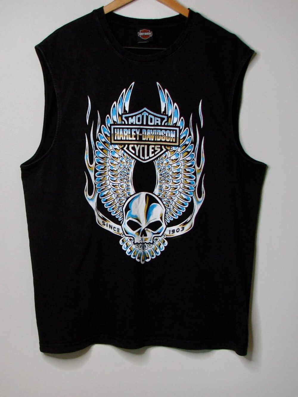 Harley Davidson Motorcyles Muscle Tank Top Sleeveless Texas Skull Wings XL 2XL